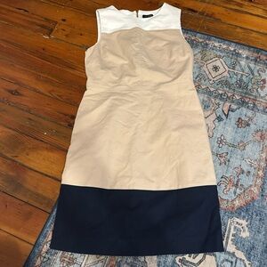🤍 The Limited Colorblock Sheath Work Dress Cream Tan Navy Size 4
